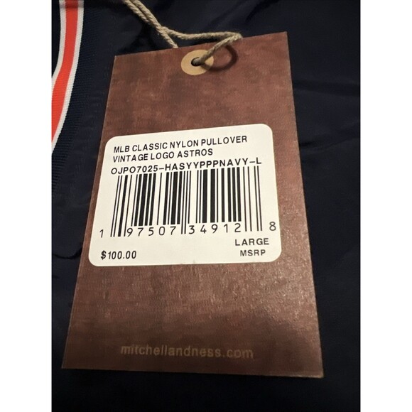 LARGE Men Mitchell & Ness Houston Astros MLB Classic Nylon Vintage Logo - Picture 5 of 9